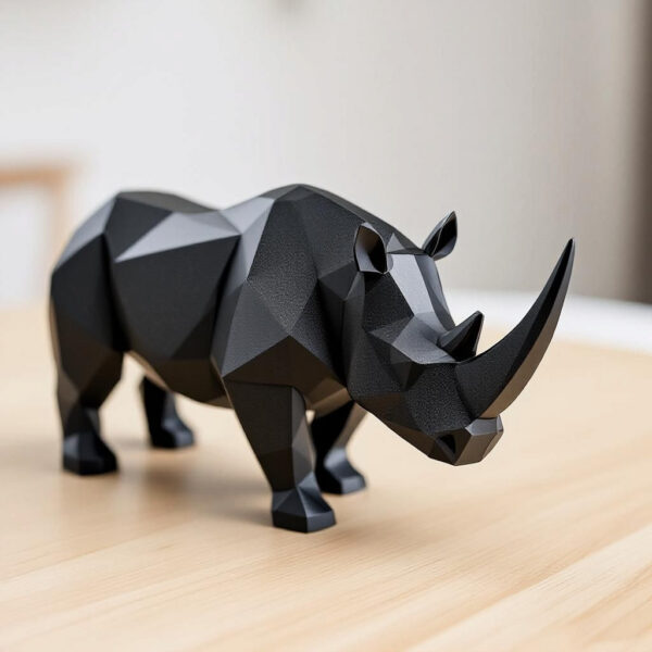 Статуетка геометрична фігура носорога Rhino Sculpture — арт-декор для офісу, кабінету, вітальні, полиці та подарунка