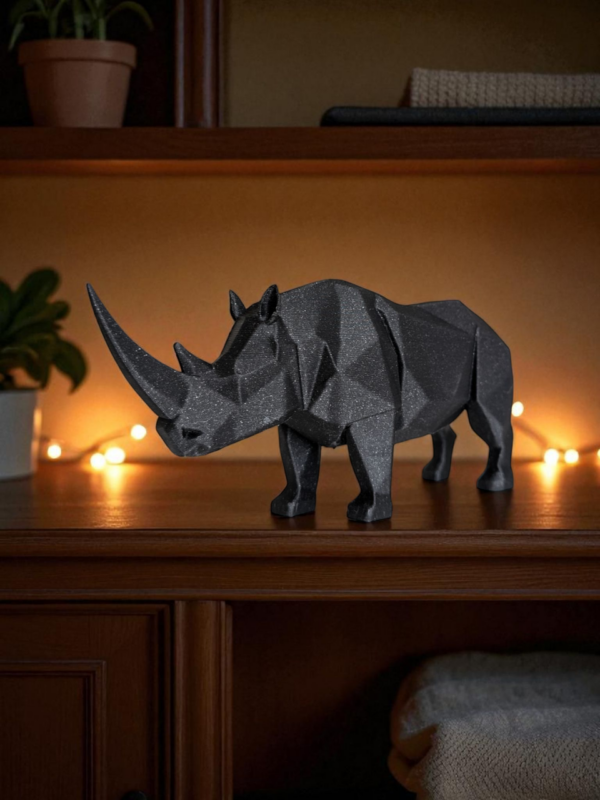 Статуетка геометрична фігура носорога Rhino Sculpture — арт-декор для офісу, кабінету, вітальні, полиці та подарунка