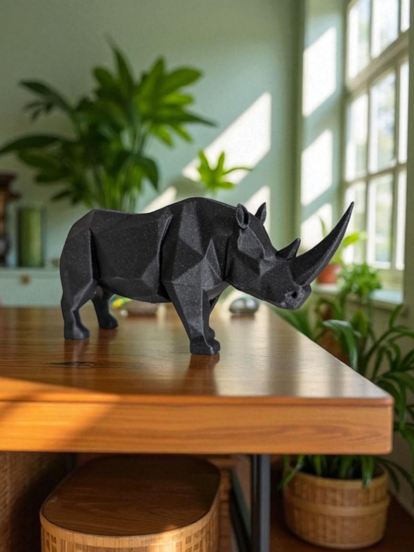 Статуетка геометрична фігура носорога Rhino Sculpture — арт-декор для офісу, кабінету, вітальні, полиці та подарунка