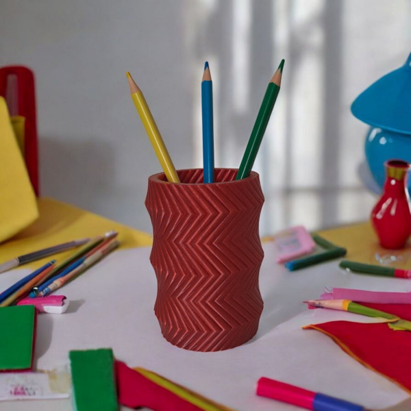 Органайзер для ручок, олівців і пензликів Geo Zigzag Organizer — настільна підставка з геометричним рельєфом для офісу, дому та ванної