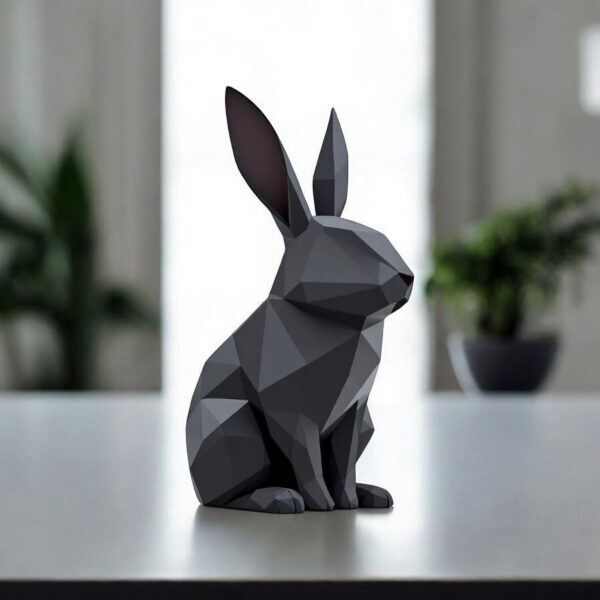 Декоративна статуетка кролика Low Poly Bunny — геометрична фігура для дому, офісу, кав’ярні, фотозони та подарунка