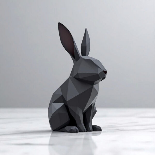 Декоративна статуетка кролика Low Poly Bunny — геометрична фігура для дому, офісу, кав’ярні, фотозони та подарунка