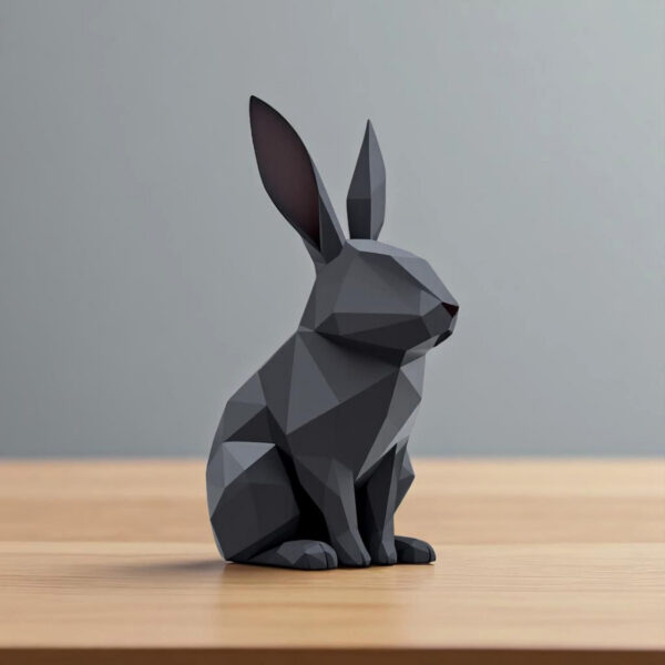 Декоративна статуетка кролика Low Poly Bunny — геометрична фігура для дому, офісу, кав’ярні, фотозони та подарунка