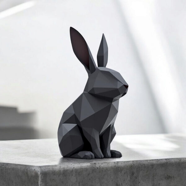 Декоративна статуетка кролика Low Poly Bunny — геометрична фігура для дому, офісу, кав’ярні, фотозони та подарунка