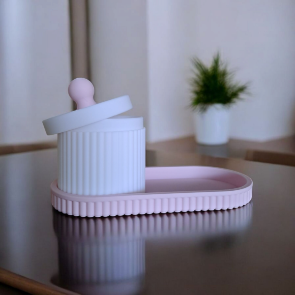 Органайзер для ванної з кришкою та підносом SoftRib Vanity Set — набір для косметики, прикрас, ватних дисків і дрібниць