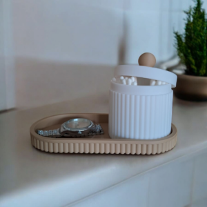 Органайзер для ванної з кришкою та підносом SoftRib Vanity Set — набір для косметики, прикрас, ватних дисків і дрібниць