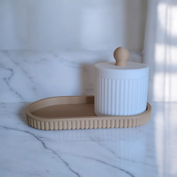 Органайзер для ванної з кришкою та підносом SoftRib Vanity Set — набір для косметики, прикрас, ватних дисків і дрібниць