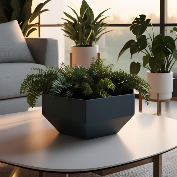 Кашпо QuadraPot Recta Planter — прямокутний геометричний горщик для рослин, сукулентів, бонсай, modern, loft та japandi-інтер’єру