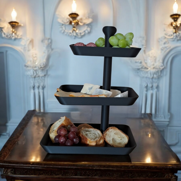 7002527384_trehurovnevaya-servirovochnaya-etazherka.png Етажерка Snack Layer Stand — трирівнева сервірувальна підставка для закусок, фруктів, сирів, випічки та солодощів