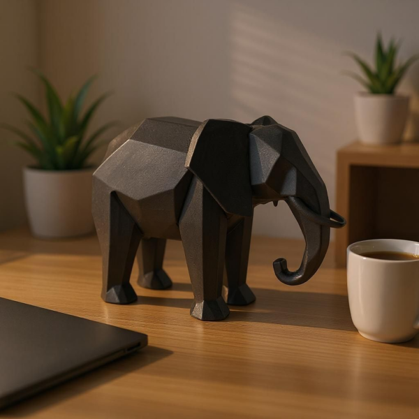 Статуетка слона Balance Elephant Decor — геометрична декоративна фігурка для дому, офісу, полиці та подарунка