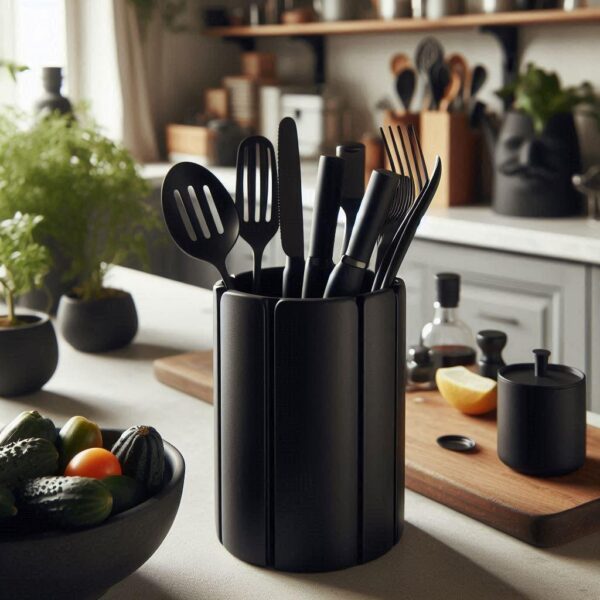 7003481256_podstavka-dlya-kuhonnyh.jpg Округла підставка Soft Line Utensil Holder — кухонний органайзер з вертикальними лініями для ложок, виделок, лопаток та приладдя