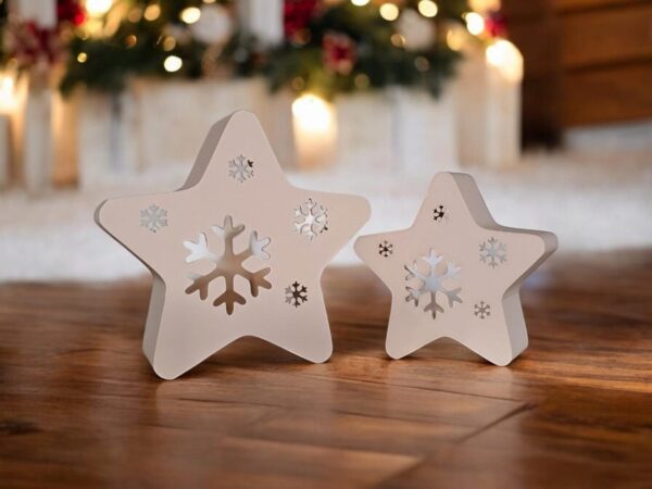 Новорічна зірка Snow Star Decor з екологічного пластику — декоративна фігура зі сніжинкою для ялинки, святкового інтер’єру та фотозони