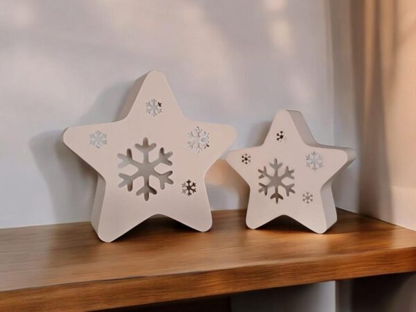 Новорічна зірка Snow Star Decor з екологічного пластику — декоративна фігура зі сніжинкою для ялинки, святкового інтер’єру та фотозони