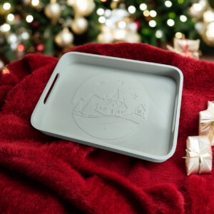 7015309704_novogodnij-dekorativnyj-podnos.jpg Новорічний декоративний піднос Frost Holiday Tray — прямокутний піднос з рельєфним візерунком з екологічного пластику для сервірування, святкового столу та зимового декору