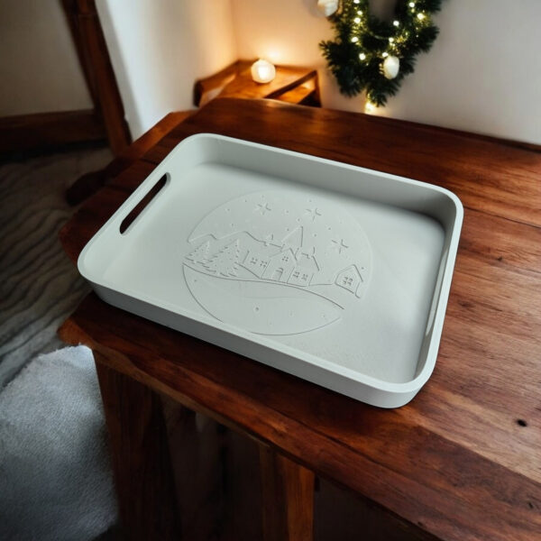7015309705_novogodnij-dekorativnyj-podnos.jpg Новорічний декоративний піднос Frost Holiday Tray — прямокутний піднос з рельєфним візерунком з екологічного пластику для сервірування, святкового столу та зимового декору